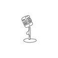 One Line Drawing Wired Microphone Vector Illustration Minimalist Design, Microphone, Outline, ...jpg