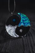 Northern Lights and Kamchatka Storm two elements in a pair of wood and jewelry epoxy  pendants...jpg