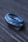 Tinsel silver blue Wood handmade ring Statement ring Wood resin ring for lovers for man for girl.jpg