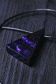 Triangular galaxy (black&purple)  Handmade wooden pendant triangle-shape pendant misty galaxy ...jpg