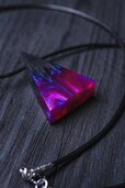 Triangular galaxy (pink&blue) Handmade wooden pendant triangle-shape pendant misty galaxy neck...jpg