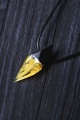 Yellow wind handmade pendant with sharp tip made of wood and jewelry epoxy resin bright yellow.jpg